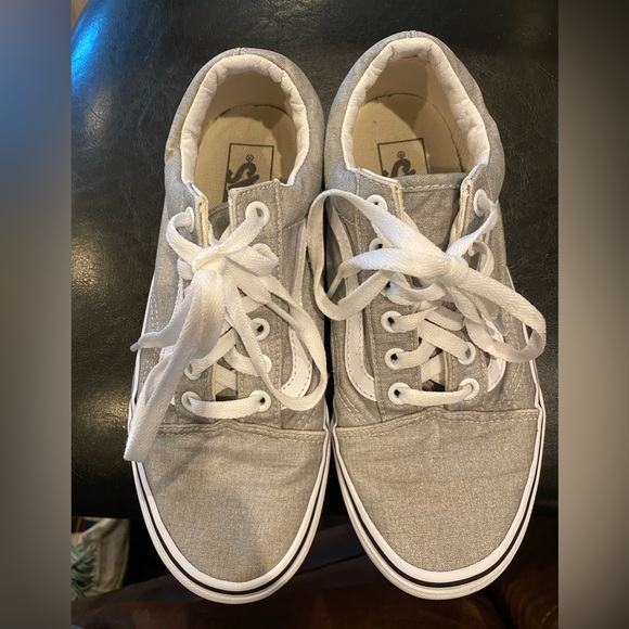 Old Skool Vans, women sz 7.5/men sz 6, shimmery silver gray color - Picture 5 of 8